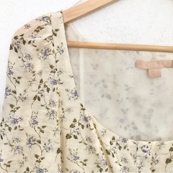 $890 Brock Collection Thelma Linen Cotton Floral Cottage Core Puff Sleeve Blouse - Picture 13 of 17